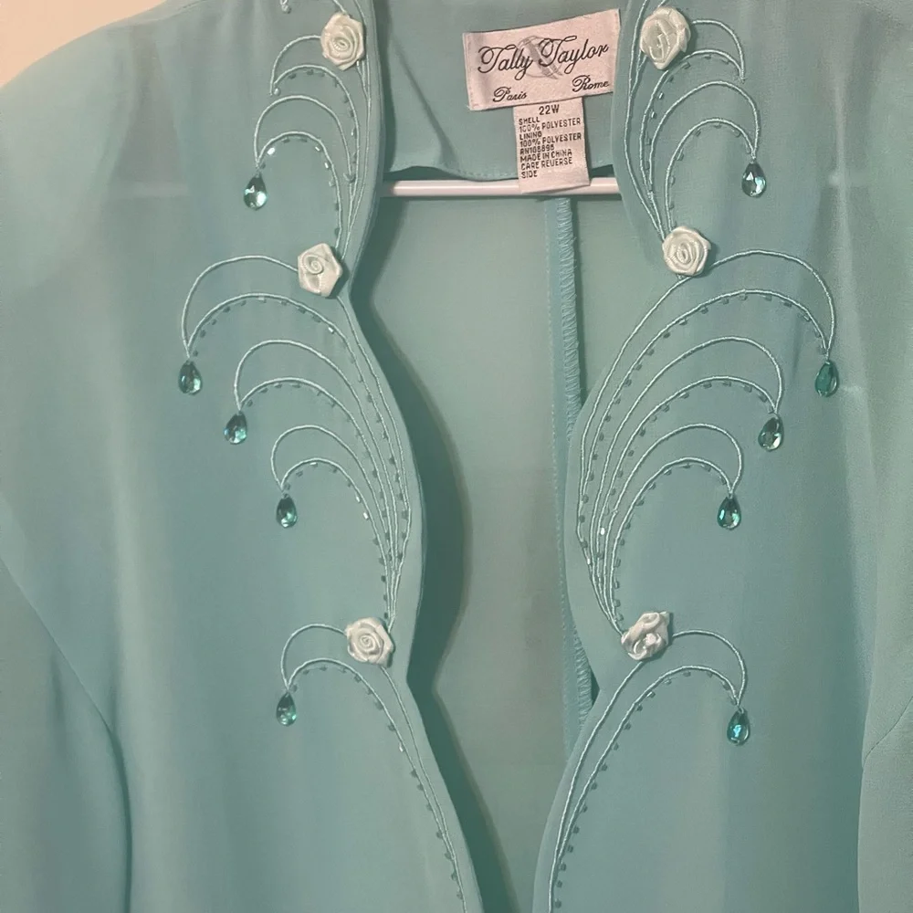 Tally Taylor Light Blue Blouse zise 22W Sherlock 100% polyester Linning - Picture 2 of 7